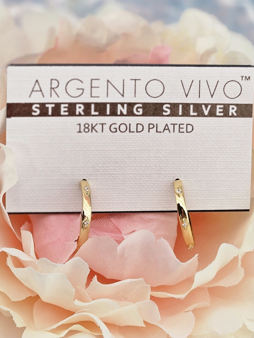 Argento Vivo Hoop Earrings Hoops 18k Gold Plated Cubic Zirconia Vacation Boho
